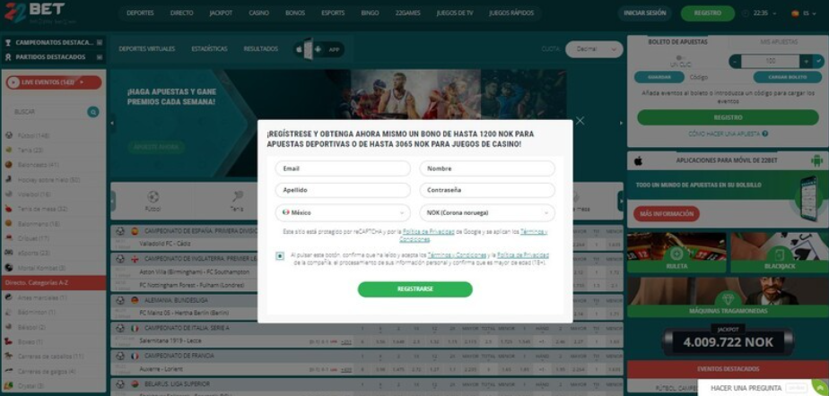 22bet Casino México